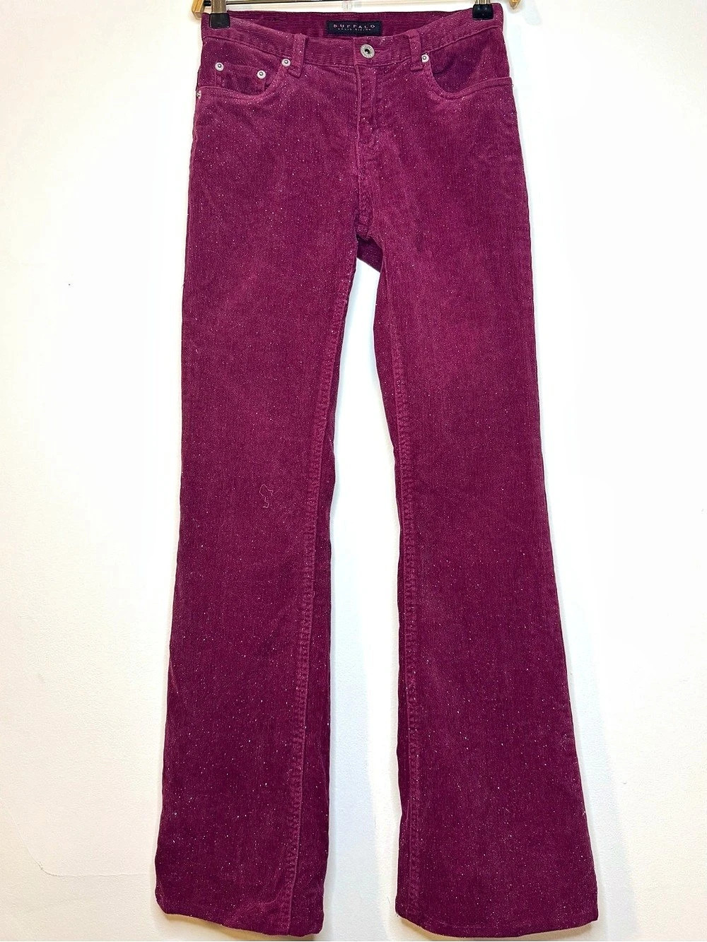 Glittery Buffalo David Bitton Flare Corduroy Jeans in Mafenta